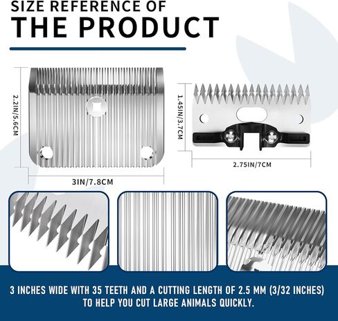 A2/AC متوسطة الشفرة متوافقة مع نجم Lister ، والأسطورة ، والحرية ، والانصهار كليبرز الحيوانات ، مصنوعة من الفولاذ المقاوم للصدأ ، طول مقطوع 3/32 في (2.5 مم) (شفرة متوسطة 2Pack) in Kuwait