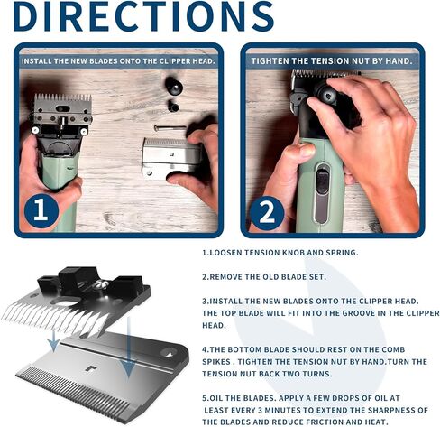 A2/AC متوسطة الشفرة متوافقة مع نجم Lister ، والأسطورة ، والحرية ، والانصهار كليبرز الحيوانات ، مصنوعة من الفولاذ المقاوم للصدأ ، طول مقطوع 3/32 في (2.5 مم) (شفرة متوسطة 2Pack) in Kuwait