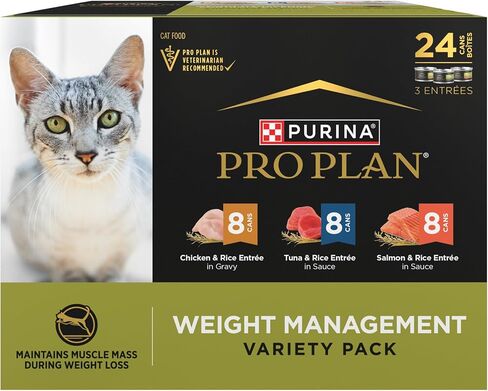 Purina Pro Plan Adult Weight Management Variety Pack Entrees in Gravy High Protein Wet Cat Food - (24) 3 oz. Cans in Saudi Arabia