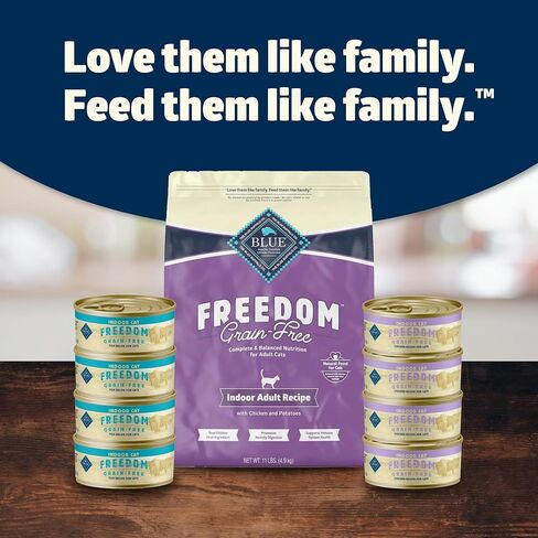 Blue Buffalo Freedom Grain-Free Adult Wet Cat Food, Complete & Balanced Nutrition for Indoor Cats, Made with Natural Ingredients, Chicken Recipe, 5.5-oz. Cans (24 Count) in Saudi Arabia