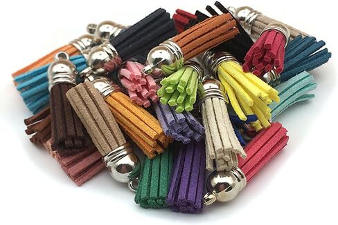 100 Pcs Faux Suede Leather Tassel Pendants Small Keychain Tassels Earrings Tassel Charms Jewelry Making Tassels with Loop for DIY Crafts Royal Blue in Saudi Arabia