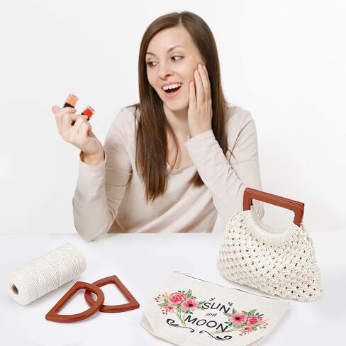 Webeedy Macrame Bag Diy Kit للبالغين Macrame Kit للمبتدئين Macrame Pres DIY Kit للنساء Macrame Handbag مع Hobbies Wooden Hobbies Project for Starter Christmas Boho Gift Idea (Natural) in Kuwait