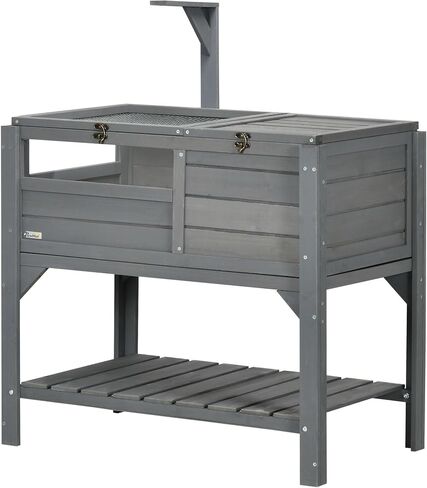 PawHut Tortoise Habitat with Shelf Storage, Tortoise Enclosure with Weather Protection, Reptile Enclosure with Tray, Light Support Frame, Light Gray in Saudi Arabia