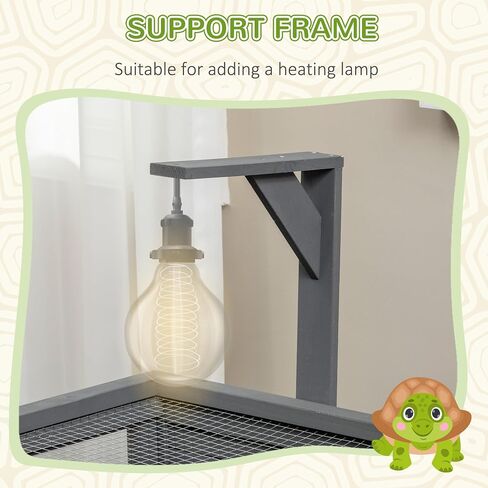 PawHut Tortoise Habitat with Shelf Storage, Tortoise Enclosure with Weather Protection, Reptile Enclosure with Tray, Light Support Frame, Light Gray in Saudi Arabia