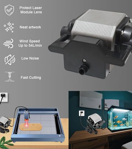 OMATAT Air Assist for Laser Cutter and Engraver, 54 L/Min (856GPH) Strong Airflow Air Assist for La-ser Cutting and Laser Engraving, Remove Smoke, Low Noise Air Assist Pump with Adjustable Knob in Saudi Arabia