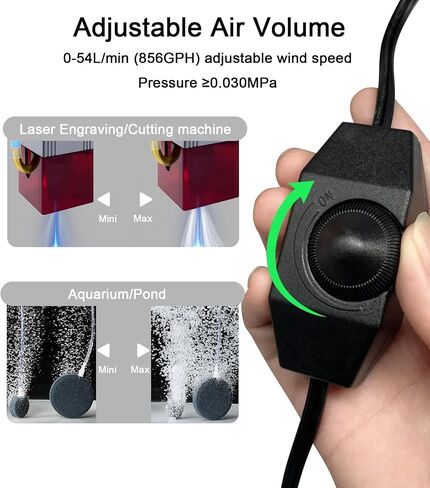 OMATAT Air Assist for Laser Cutter and Engraver, 54 L/Min (856GPH) Strong Airflow Air Assist for La-ser Cutting and Laser Engraving, Remove Smoke, Low Noise Air Assist Pump with Adjustable Knob in Saudi Arabia
