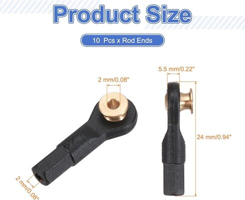 MECCANIXITY M2xL19mm 2mm Center Hole RC Plastic Tied Rod Ends Link Ball Joint Head Kit Ball Head Link Joint with Shim Steering Linkage Upgrade Accessories for RC Crawler Car Pack of 10, Black in Saudi Arabia