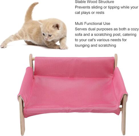 SUNGOOYUE Wooden Cat Sofa, Elevated Cat Couch Stable Structure Cat Sofa Bed for Home for Lounging and Scratching in Saudi Arabia