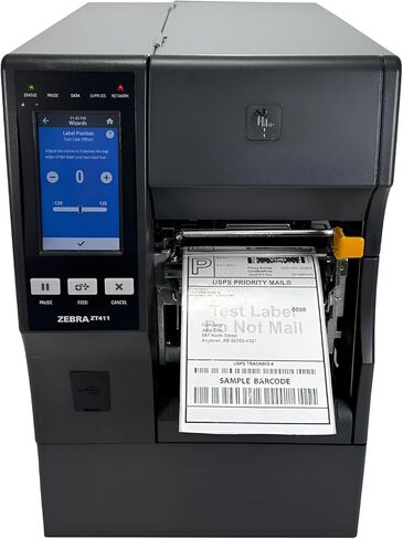 Zebra ZT411 Thermal Transfer Label Printer ZT41143-T410000Z Peel Rewind LAN USB WiFi, Bundle with Power Cord Ethernet and USB Cables (Renewed) in Saudi Arabia