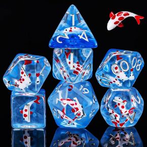 Flower Resin D&D Dice Set, 7pcs Polyhedral Dice for Dungeons and Dragons, RPG, MTG, Role Playing Games (D4, D6, D8, D10, D12, D20, D%) in Saudi Arabia