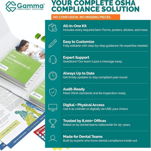 OSHA & HIPAA Package for Dental Offices: Hardcopy Manual (Regulations/Standards), Policies/Forms (USB), Training Outline/Test, Resource USB, Posters, Labels (All Other States) in Saudi Arabia