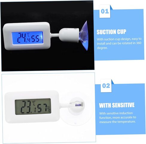 BESTonZON Leopard Gecko Tank Thermometer Digital Reptile Thermohygrometer Large Screen Indoor Humidity Measurement Suction Cup Accurate Temperature Monitoring for Healthy Pets in Saudi Arabia