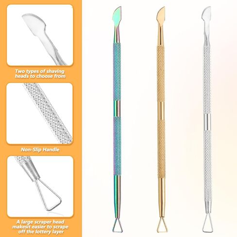 3pcs أداة خدش معدنية ، اليانصيب المعدني ، كاشطات الفولاذ المقاوم للصدأ لتذاكر اليانصيب ، وبطاقات الهدايا ، والملصقات ، والملصق ، وأداة الخدش متعددة الاستخدامات (الذهب ، والفضة ، وألوان متعددة) in Saudi Arabia