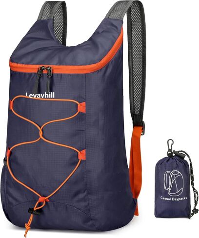 levayhill 16L Hiking Daypack, Water Resistant Lightweight Packable Backpack for Travel, Camping Outdoor Backpack Portable Folding Carry-on Bag,Blue in Kuwait