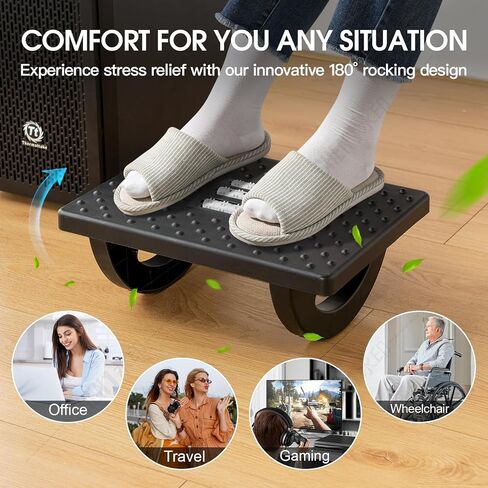 Foot Rest for Under Desk at Work - Ergonomic Foot Stools for Under Office Desk - Rocking Footrest with Roller Massager - Leg Rest for Chair, Computer Gaming - Promote Leg Circulation in Saudi Arabia