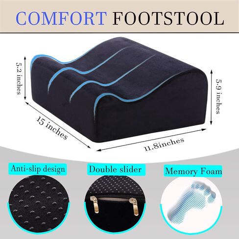 Foot Rest for Under Desk at Work, Office Footrest with Warm Feet Pocket,Ergonomic Under Desk Footrest with Washable Cover, Stool for Office Chair & Back &Pain Relief (Black+) in Saudi Arabia