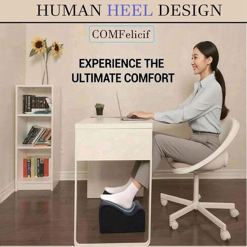 Foot Rest for Under Desk at Work, Office Footrest with Warm Feet Pocket,Ergonomic Under Desk Footrest with Washable Cover, Stool for Office Chair & Back &Pain Relief (Black+) in Saudi Arabia