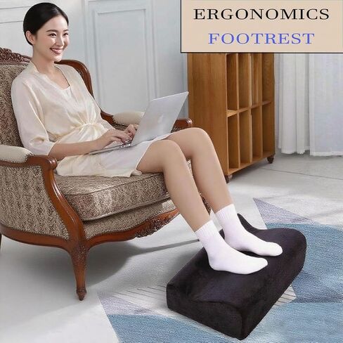 Foot Rest for Under Desk at Work, Office Footrest with Warm Feet Pocket,Ergonomic Under Desk Footrest with Washable Cover, Stool for Office Chair & Back &Pain Relief (Black+) in Saudi Arabia