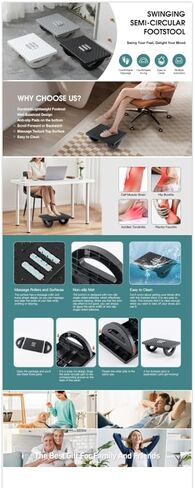 Foot Rest for Under Desk at Work - Ergonomic Foot Stools for Under Office Desk - Rocking Footrest with Roller Massager - Leg Rest for Chair, Computer Gaming - Promote Leg Circulation in Saudi Arabia