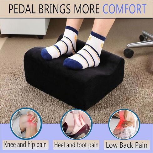 Foot Rest for Under Desk at Work, Office Footrest with Warm Feet Pocket,Ergonomic Under Desk Footrest with Washable Cover, Stool for Office Chair & Back &Pain Relief (Black+) in Saudi Arabia