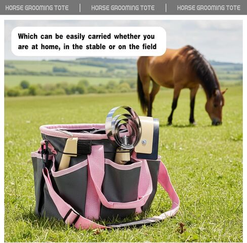 حقيبة حمل Abbylike Grooming للخيول تنظيم Tack Tool Tools FerverioS Care Care مع جيوب متعددة مع 7 جيوب للمستلزمات (خمر ، 15 × 12 × 5.5 بوصة ، الكاكي والأسود) in Saudi Arabia