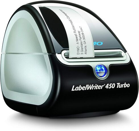 Dymo LabelWriter 450 Turbo Direct Thermal 600 × 300DPI أسود ، طابعة ملصقات فضية in Kuwait