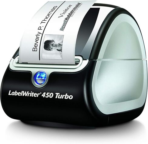 Dymo LabelWriter 450 Turbo Direct Thermal 600 × 300DPI أسود ، طابعة ملصقات فضية in Kuwait