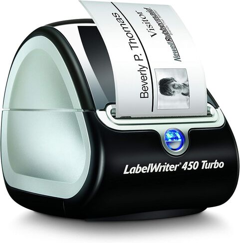 Dymo LabelWriter 450 Turbo Direct Thermal 600 × 300DPI أسود ، طابعة ملصقات فضية in Kuwait