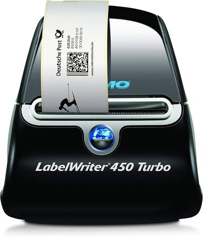 Dymo LabelWriter 450 Turbo Direct Thermal 600 × 300DPI أسود ، طابعة ملصقات فضية in Kuwait