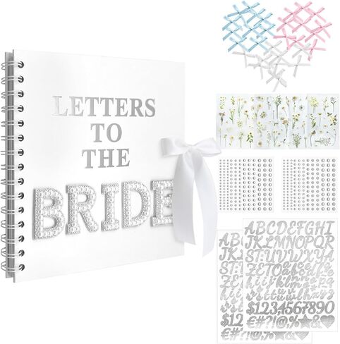 Letters to The Bride Scrapbook 8 x 8 Inch White Scrapbook DIY Bride Scrapbook Photo Albums for Wedding Memory Book Bride to Be Gift in Saudi Arabia
