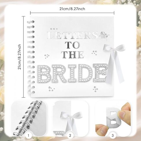 Letters to The Bride Scrapbook 8 x 8 Inch White Scrapbook DIY Bride Scrapbook Photo Albums for Wedding Memory Book Bride to Be Gift in Saudi Arabia