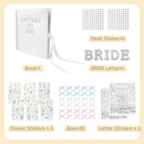 Letters to The Bride Scrapbook 8 x 8 Inch White Scrapbook DIY Bride Scrapbook Photo Albums for Wedding Memory Book Bride to Be Gift in Saudi Arabia