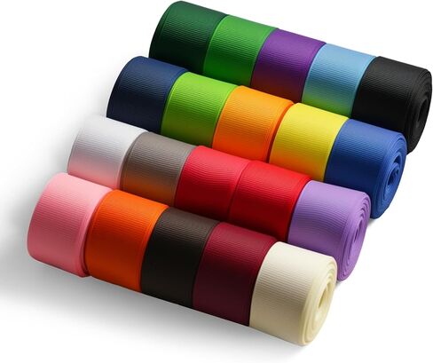 Grosgrain Ribbon 3/8 inch 20 Colors 5 Yards/Roll, Total 100 Yards Per Package for Christmas Tree, Wreath Decorations, Bow Making, Gift Wrapping, Flower Bouquet in Kuwait
