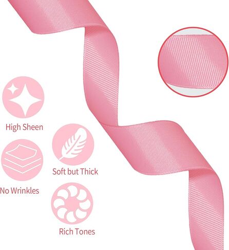 Grosgrain Ribbon 3/8 inch 20 Colors 5 Yards/Roll, Total 100 Yards Per Package for Christmas Tree, Wreath Decorations, Bow Making, Gift Wrapping, Flower Bouquet in Kuwait