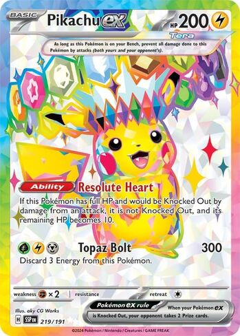 Pokemon - Pikachu ex 219/191 - Surging Sparks – Full Art Ultra Rare – Foil Card in Saudi Arabia