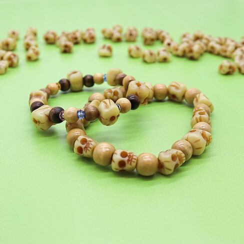 Fun-Weevz 100 Halloween Skull Beads for Jewelry Making, 10mm Spooky Plastic Pony Bead Pack for Bracelets, Creepy Skeleton Skulls Charm for Necklaces in Kuwait