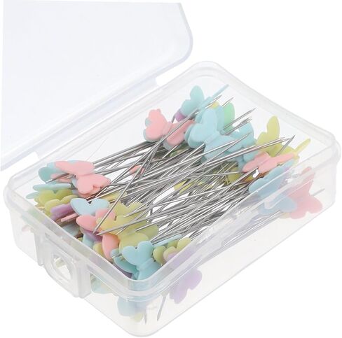 100pcs Butterfly Pattern Sewing Pins for Quilting and Craft Projects Decorative Head Needles for Wedding Bouquets and Corsages Straight Head Pins Storage Box in Saudi Arabia
