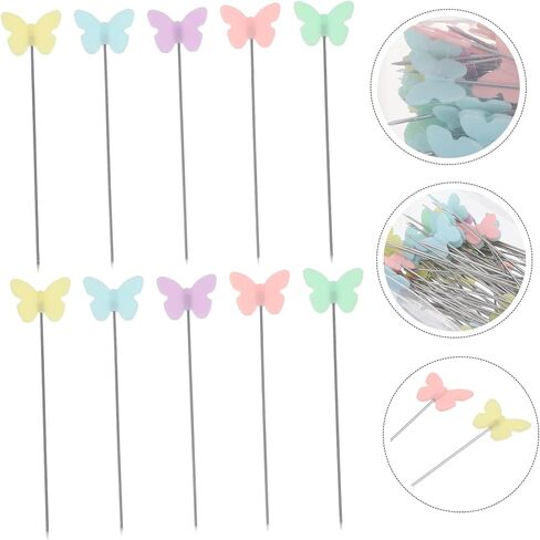 100pcs Butterfly Pattern Sewing Pins for Quilting and Craft Projects Decorative Head Needles for Wedding Bouquets and Corsages Straight Head Pins Storage Box in Saudi Arabia
