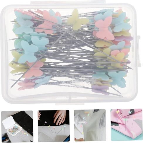 100pcs Butterfly Pattern Sewing Pins for Quilting and Craft Projects Decorative Head Needles for Wedding Bouquets and Corsages Straight Head Pins Storage Box in Saudi Arabia