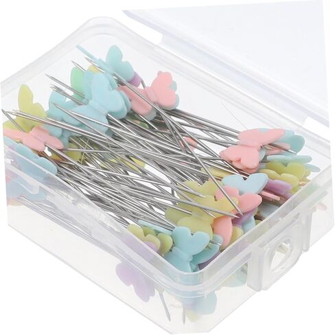 100pcs Butterfly Pattern Sewing Pins for Quilting and Craft Projects Decorative Head Needles for Wedding Bouquets and Corsages Straight Head Pins Storage Box in Saudi Arabia