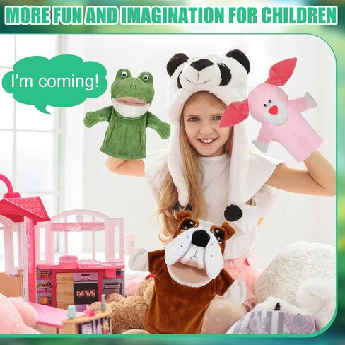 6 Pcs Hand Puppet Animal Hand Puppet Set with Working Mouth 9.8 Inch Animal Puppet Soft Plush Toy for Storytelling Teaching Preschool Show Theater Birthday Gifts(Farm Animals) in Saudi Arabia