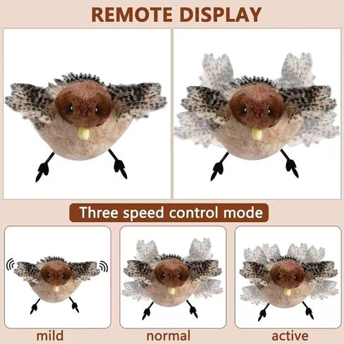 Flying Bird Cat Toy, Flappy Bird Toy for Indoor Play – USB Rechargeable Interactive Bird Toy with Real Feathers, Chirping Sounds & Remote Control in Kuwait