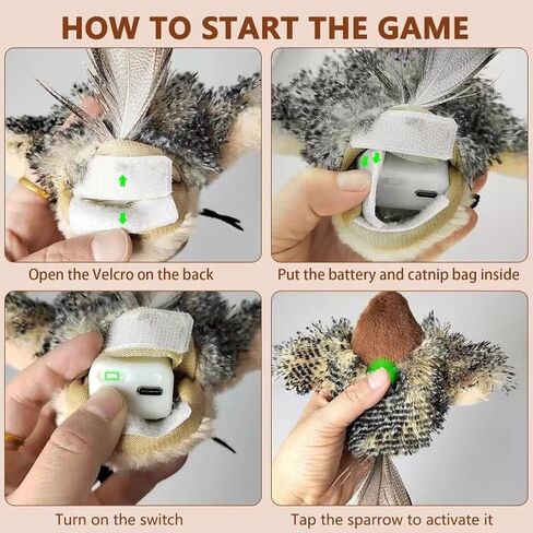 Flying Bird Cat Toy, Flappy Bird Toy for Indoor Play – USB Rechargeable Interactive Bird Toy with Real Feathers, Chirping Sounds & Remote Control in Kuwait