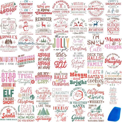 48 Sheets Vintage Christmas Rub On Transfers for Crafts, Rub On Transfers Christmas Wood Slices, Balls,Holiday Decoration Ornaments,2.5 * 2.5inch in Kuwait