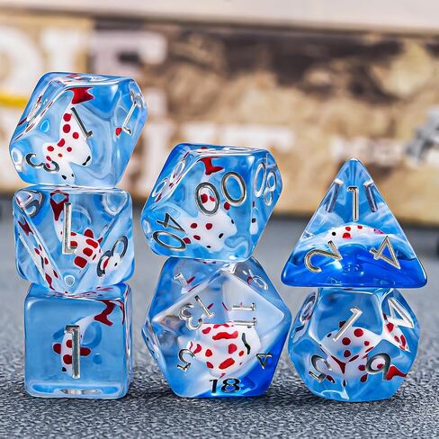 Flower Resin D&D Dice Set, 7pcs Polyhedral Dice for Dungeons and Dragons, RPG, MTG, Role Playing Games (D4, D6, D8, D10, D12, D20, D%) in Saudi Arabia