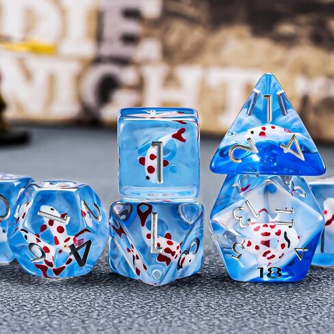 Flower Resin D&D Dice Set, 7pcs Polyhedral Dice for Dungeons and Dragons, RPG, MTG, Role Playing Games (D4, D6, D8, D10, D12, D20, D%) in Saudi Arabia