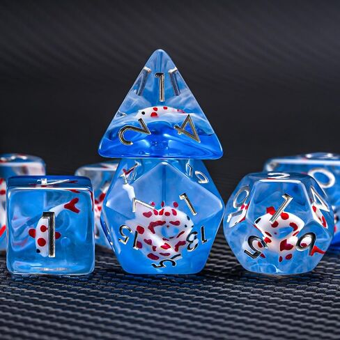 Flower Resin D&D Dice Set, 7pcs Polyhedral Dice for Dungeons and Dragons, RPG, MTG, Role Playing Games (D4, D6, D8, D10, D12, D20, D%) in Saudi Arabia