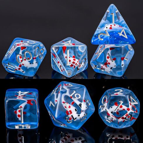 Flower Resin D&D Dice Set, 7pcs Polyhedral Dice for Dungeons and Dragons, RPG, MTG, Role Playing Games (D4, D6, D8, D10, D12, D20, D%) in Saudi Arabia