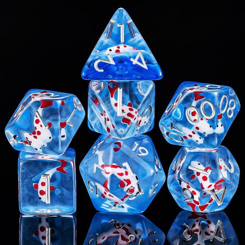 Flower Resin D&D Dice Set, 7pcs Polyhedral Dice for Dungeons and Dragons, RPG, MTG, Role Playing Games (D4, D6, D8, D10, D12, D20, D%) in Saudi Arabia