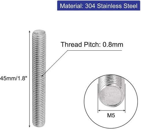 uxcell M6 x 50mm 304 Stainless Steel Fully Threaded Rod Bar Studs Hardware 20 Pcs in Saudi Arabia